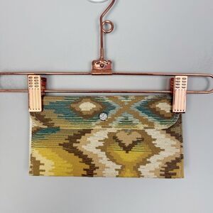 MAUI BLING | NEW Hand Embellished Pouch Southwestern Print Rhinestone Button